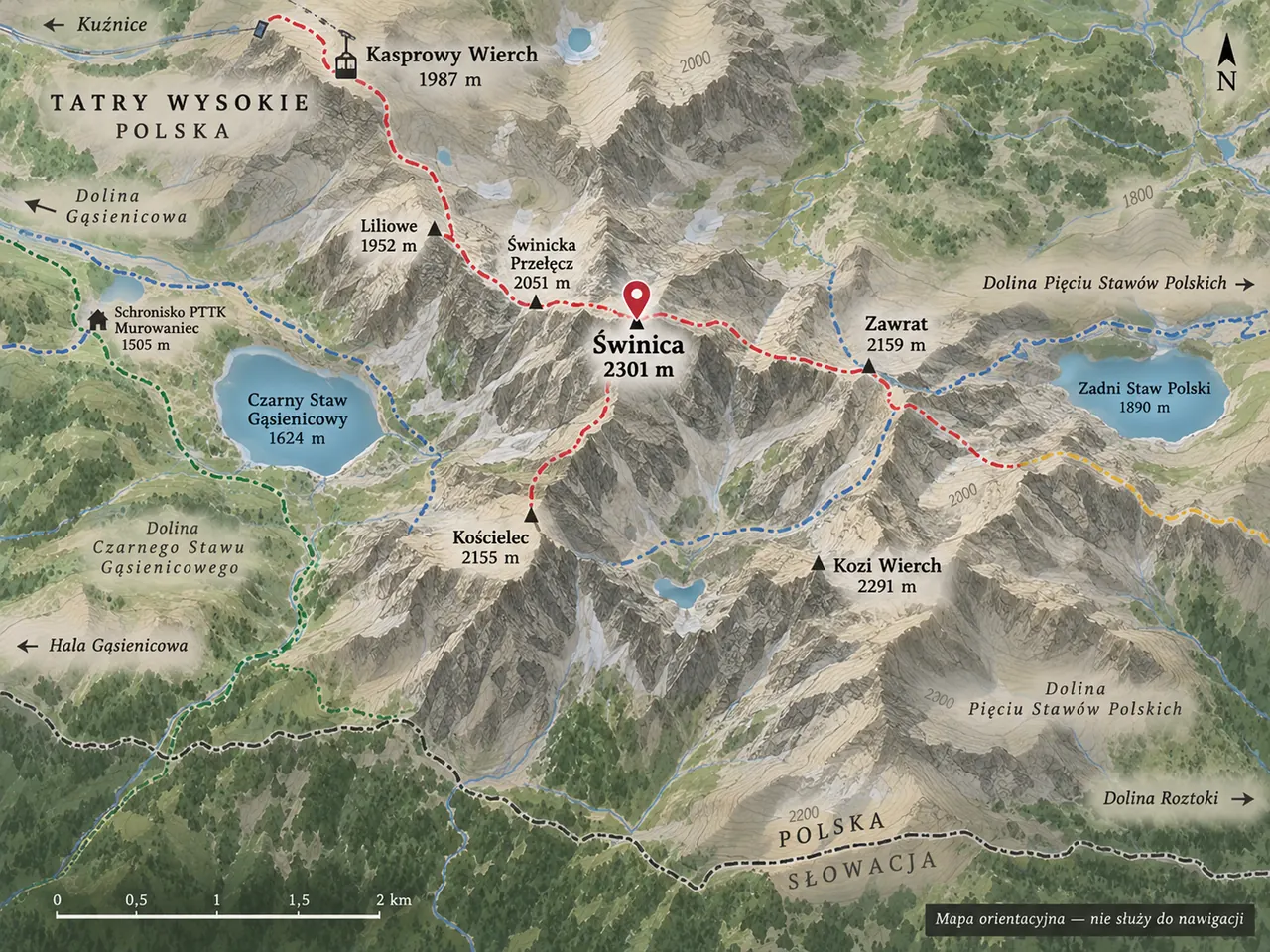 Mapa orientacyjna: Świnica